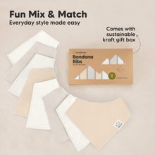 Load image into Gallery viewer, 8-Pack Organic Bandana Bibs (Pure)