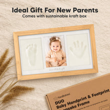 Load image into Gallery viewer, Baby Handprint & Footprint Keepsake Duo Frame (Bamboo)