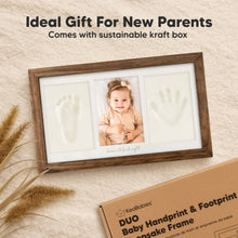 Load image into Gallery viewer, Baby Handprint & Footprint Keepsake Duo Frame (Medium Oak)