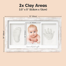 Load image into Gallery viewer, Baby Handprint & Footprint Keepsake Duo Frame (Vintage White)
