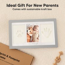 Load image into Gallery viewer, Baby Handprint & Footprint Keepsake Duo Frame (Cloud Gray)