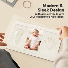Load image into Gallery viewer, Baby Handprint & Footprint Keepsake Duo Frame (Cloud Gray)