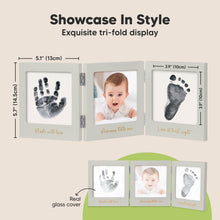 Load image into Gallery viewer, Fond Clean Touch Inkless Hand and Footprint Frame (Cloud Gray/Gold)