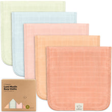 Load image into Gallery viewer, 5-Pack Lumi Muslin Burp Cloths