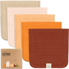 Load image into Gallery viewer, 5-Pack Lumi Muslin Burp Cloths