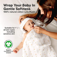 Load image into Gallery viewer, Lyra Muslin Hooded Towel (Tulips, Petite)