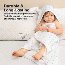 Load image into Gallery viewer, Lyra Muslin Hooded Towel (Tulips, Petite)