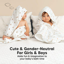 Load image into Gallery viewer, Lyra Muslin Hooded Towel (Tulips, Petite)