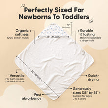 Load image into Gallery viewer, Perfectly Sized For Newborns To Toddlers
Organic softness
Durable & Lasting
Versatile
Fast absorbency
Generously sized (35" by 35" or 30" by 30")
Quick-drying