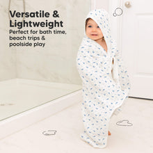 Load image into Gallery viewer, Lyra Muslin Hooded Towel (Whale Bay)
