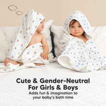 Load image into Gallery viewer, Lyra Muslin Hooded Towel (Whale Bay)