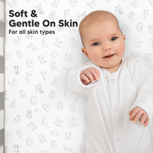 Load image into Gallery viewer, Soothe Fitted Crib Sheet (ABC Land Cloud)