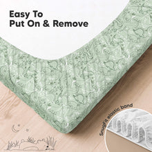 Load image into Gallery viewer, Soothe Fitted Crib Sheet (DinoDood)