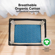 Load image into Gallery viewer, Soothe Fitted Mini Crib Sheet (Space Quest)