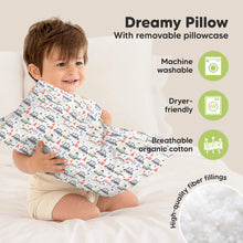 Load image into Gallery viewer, Toddler Pillow with Pillowcase (Dino Patrol)