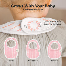 Load image into Gallery viewer, Grows With Your Baby-
3 adjustable sizes: Wide, Standard, Narrow. Quick nickel-free snap-on buttons