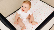 Load and play video in Gallery viewer, Soothe Fitted Mini Crib Sheet