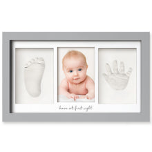 Load image into Gallery viewer, Baby Handprint & Footprint Keepsake Duo Frame (Cloud Gray)
