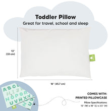 Load image into Gallery viewer, Toddler Pillow with Pillowcase (KeaABC Mint)