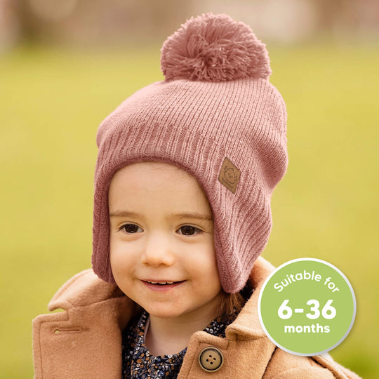 Muff Knitted Beanie (Tea Rose)