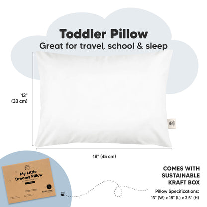 Toddler pillow sized 13 x 18 inches for travel, school, naps, and everyday sleep. 26077258580154