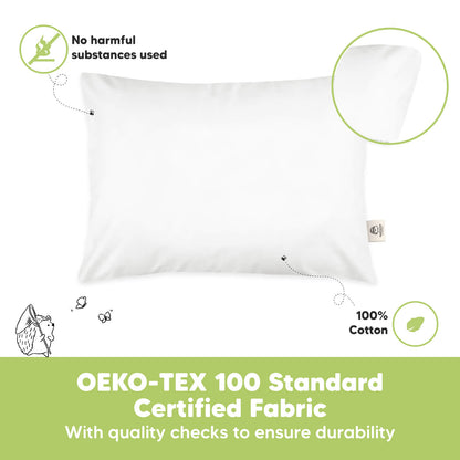 OEKO-TEX certified toddler pillow made from 100% cotton with no harmful substances. 26077258645690