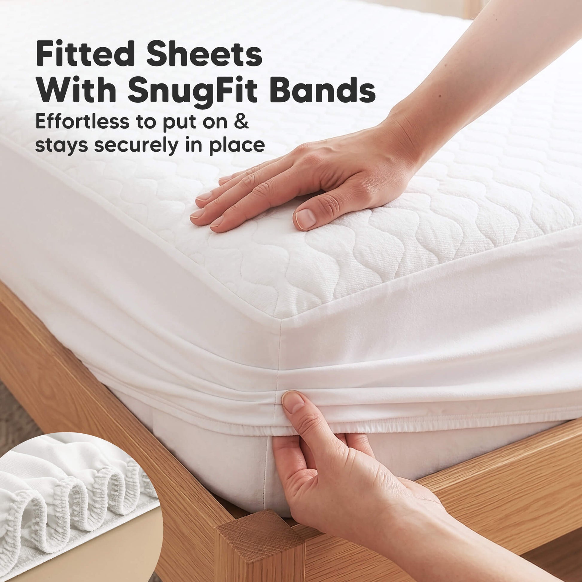  Fitted Sheets With SnugFit Bands - Effortless to put on & stays securely in place 32388676681914