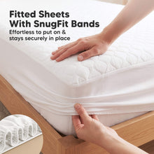Load image into Gallery viewer,  Fitted Sheets With SnugFit Bands - Effortless to put on &amp; stays securely in place
