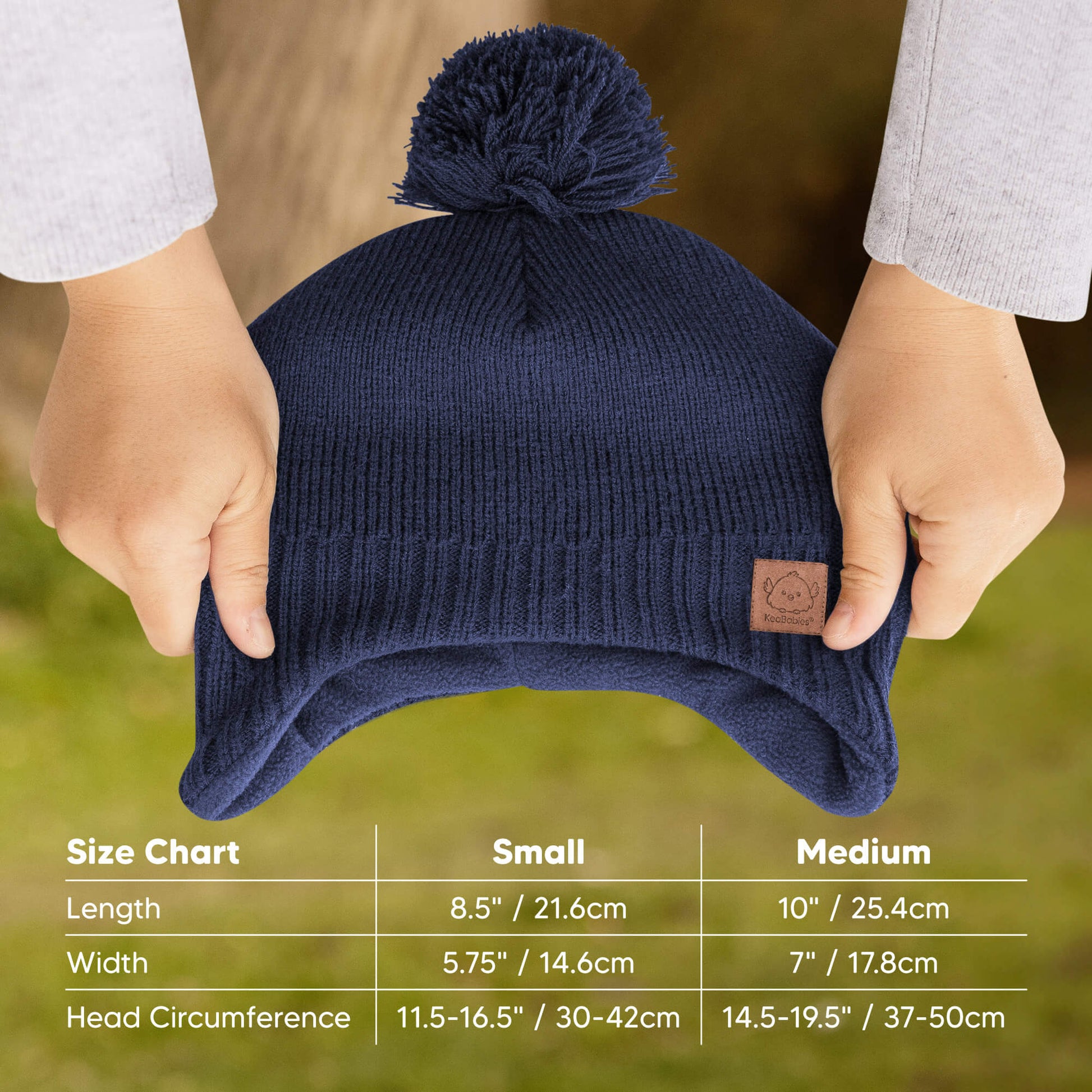 Small (length 8.5 inches, Width 5.5 inches, Head circumference 11.5 inches to 16.5 inches), Medium (length 10 inches, Width 7 inches, Head circumference 14.5 inches to 19.5 inches) 27930891419834