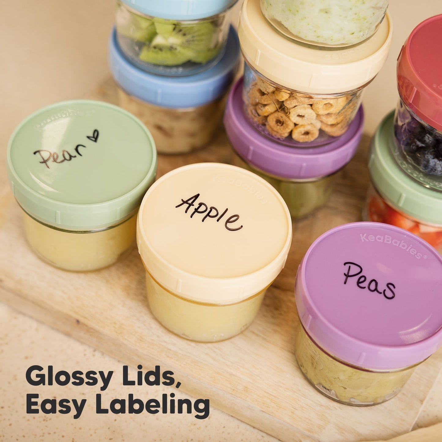 Glossy Lids for easy labeling. 27404127469754