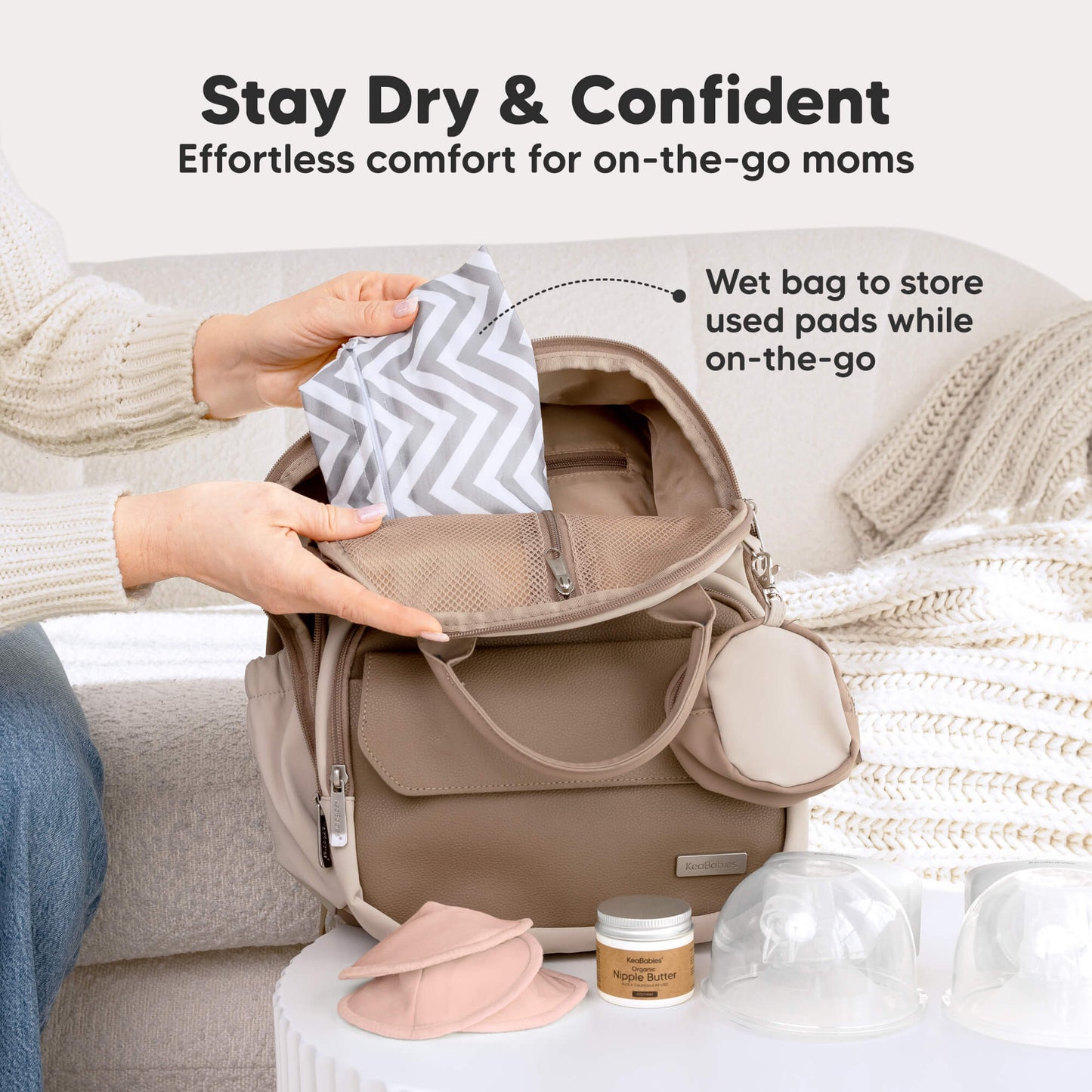 Stay Dry & Confident - Effortless comfort for on-the-go moms. Wet bag to store used pads while on-the-go 32179020398778