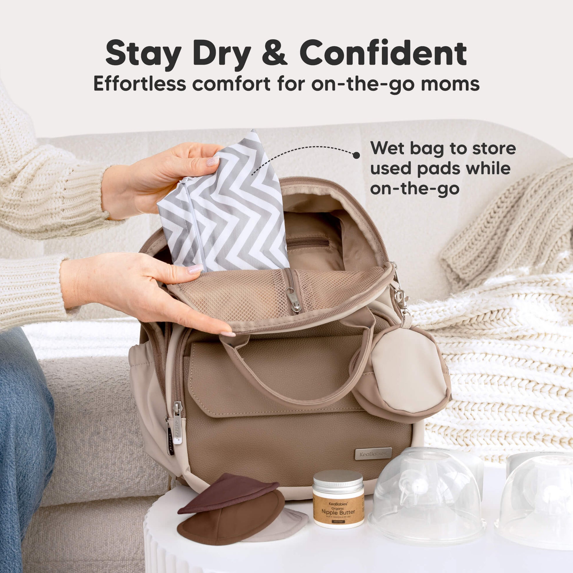 Stay Dry & Confident - Effortless comfort for on-the-go moms. Wet bag to store used pads while on-the-go 32179026559162