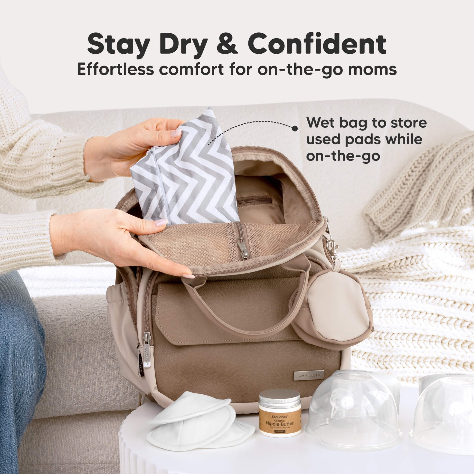 Stay Dry & Confident - Effortless comfort for on-the-go moms. Wet bag to store used pads while on-the-go 32178886377658