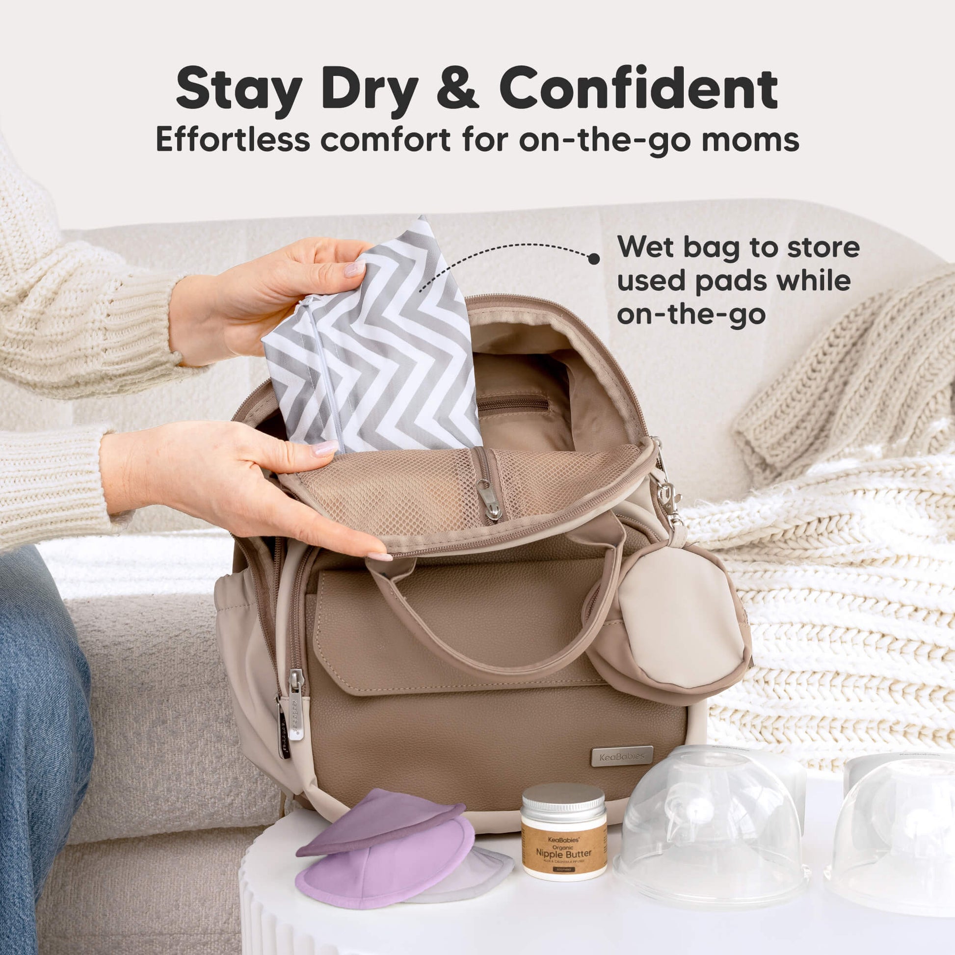 Stay Dry & Confident - Effortless comfort for on-the-go moms. Wet bag to store used pads while on-the-go 32193536557242