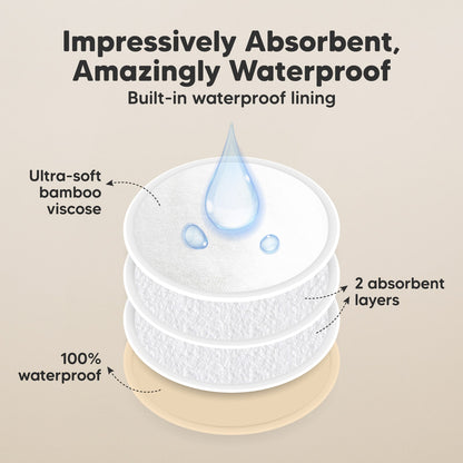 Impressively Absorbent, Amazingly Waterproof, built-in waterproof lining, ultra-soft bamboo viscose, 2 absorbent layers, 100% leak protection.
 27346519556282