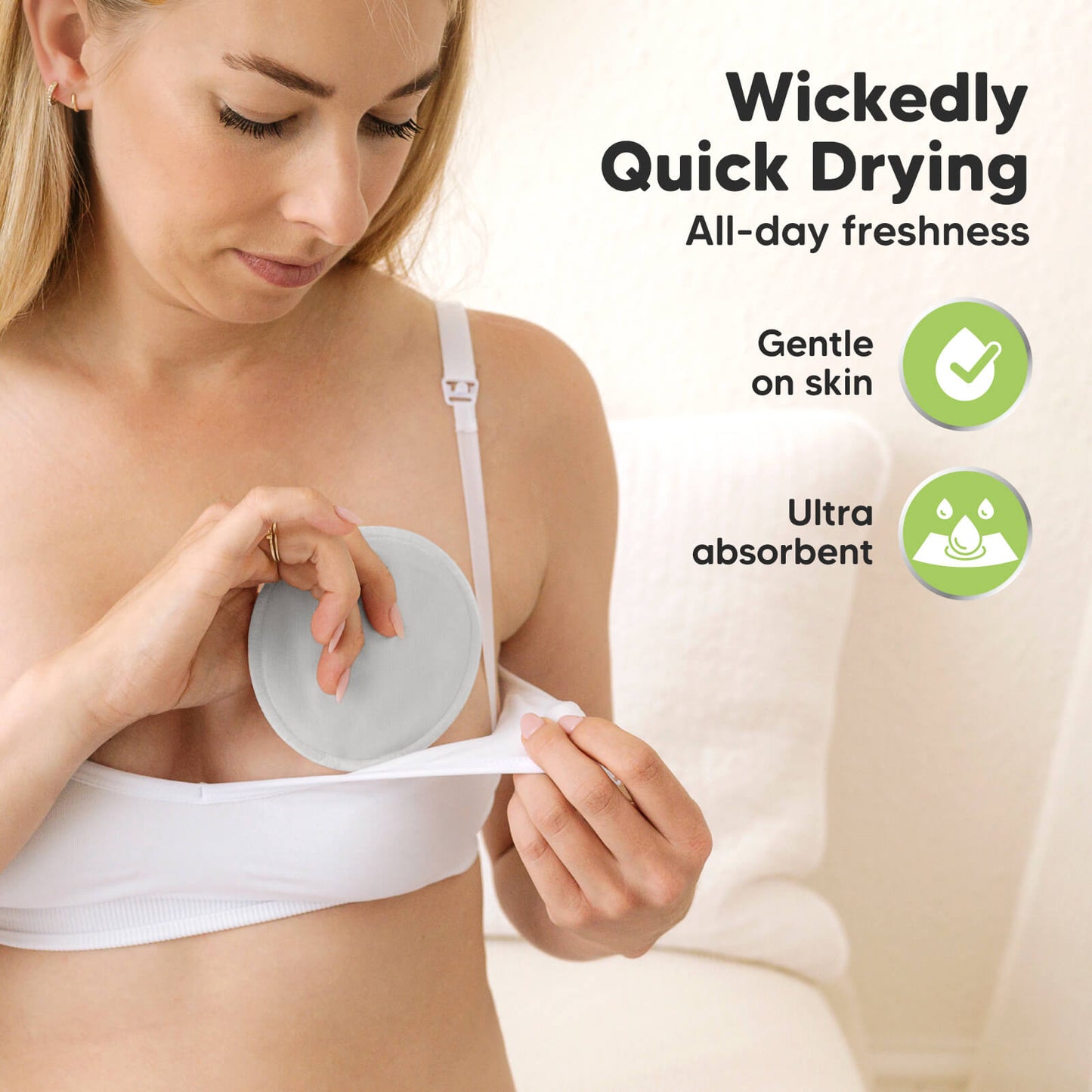 Wickedly Quick Drying, all-day freshness, gentle on skin, ultra-absorbent.
 27346522472634