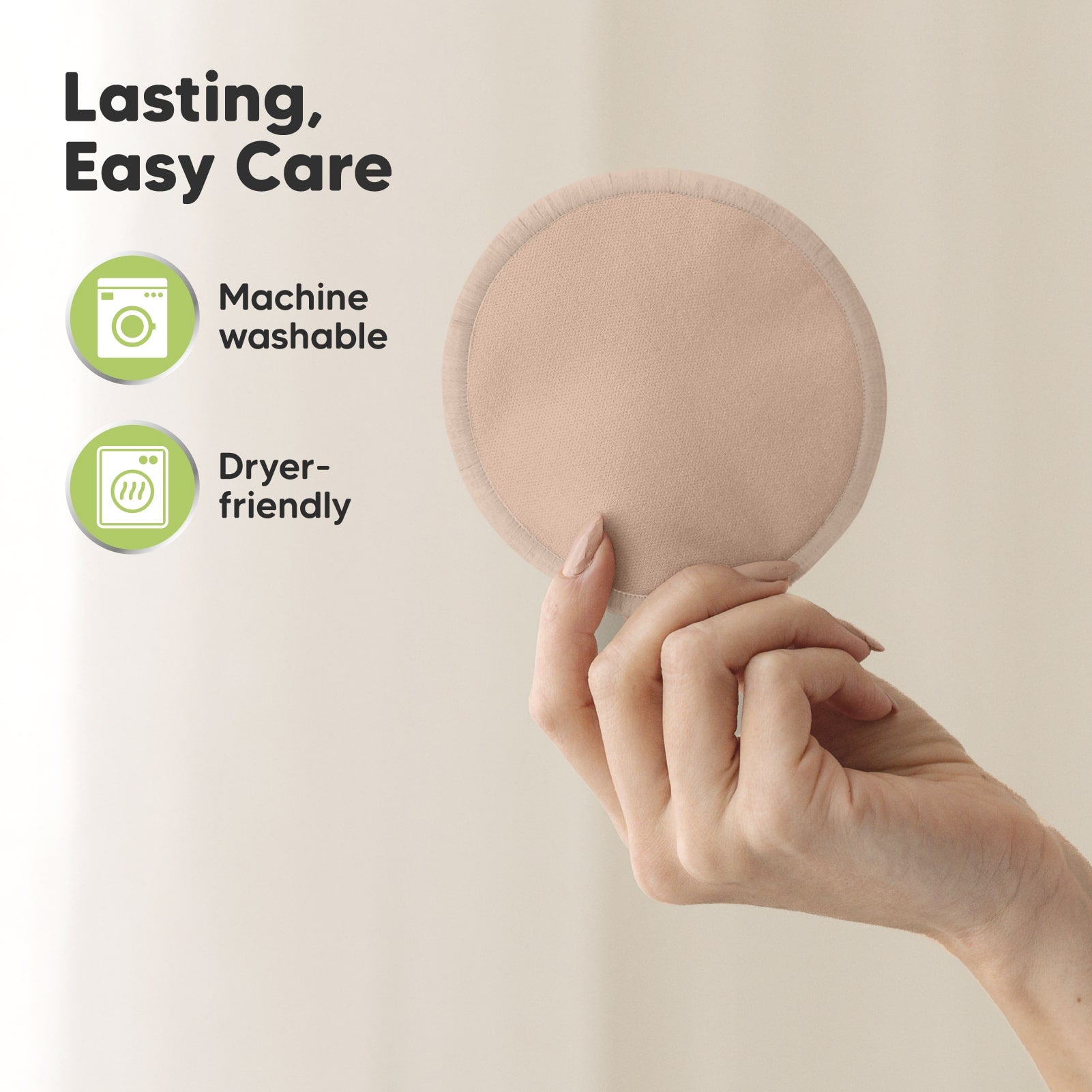 Lasting, Easy Care, machine washable, dryer-friendly.
 27346527584442