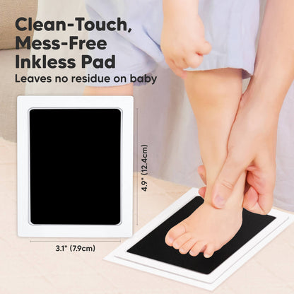 Clean-touch, mess-free inkless pad, size 4.9 x 3.1 inches, leaves no residue on baby. 25841360830650