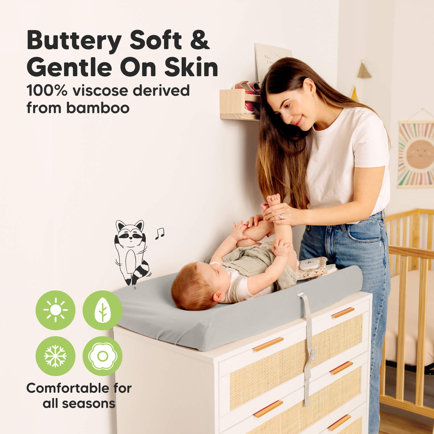 Buttery soft and gentle on skin, 100% viscose derived from bamboo, comfortable for all seasons. 28907528421562