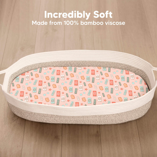 2-Pack Isla Fitted Bassinet Sheets (Beach Day)