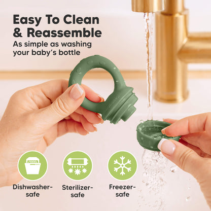 Easy-to-clean and reassemble baby food feeder that is dishwasher-safe, sterilizer-safe, and freezer-safe.
 30513422794938