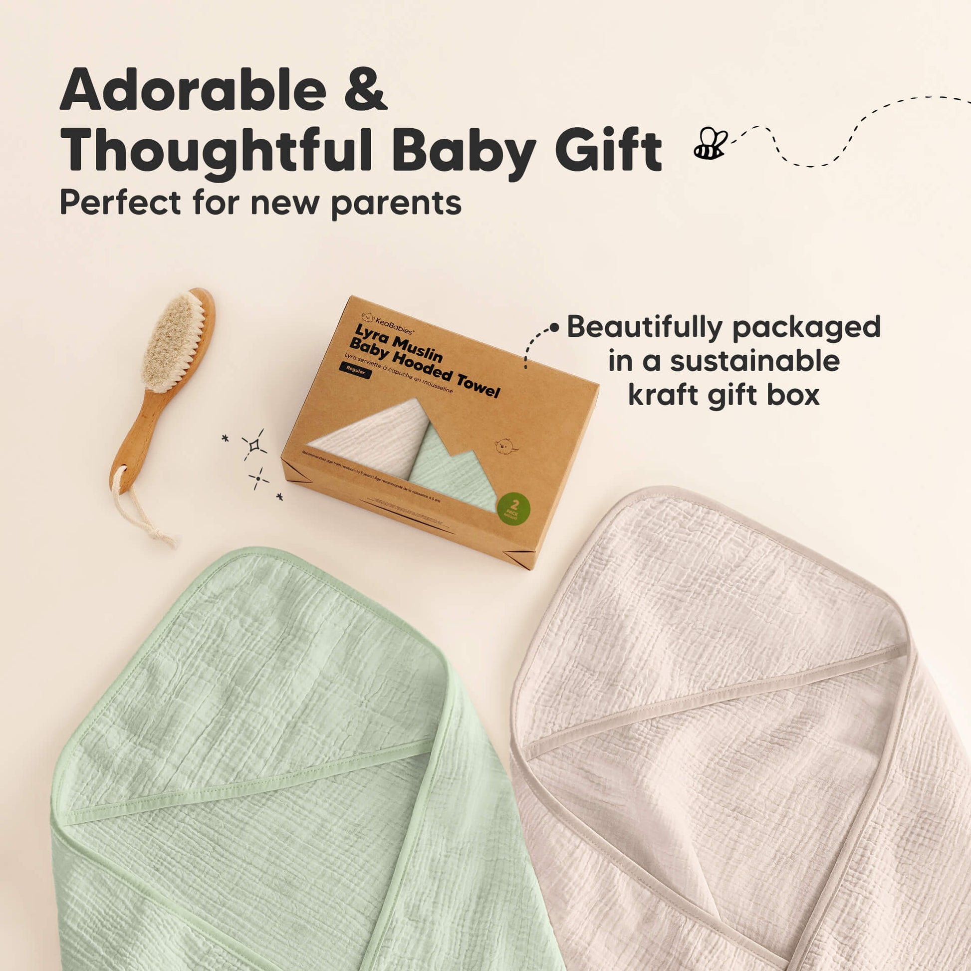 Adorable and thoughtful baby gift beautifully packaged in a sustainable kraft gift box. 30514288427194