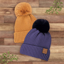 Load image into Gallery viewer, 2-Pack Pom Knitted Beanie (Dune)
