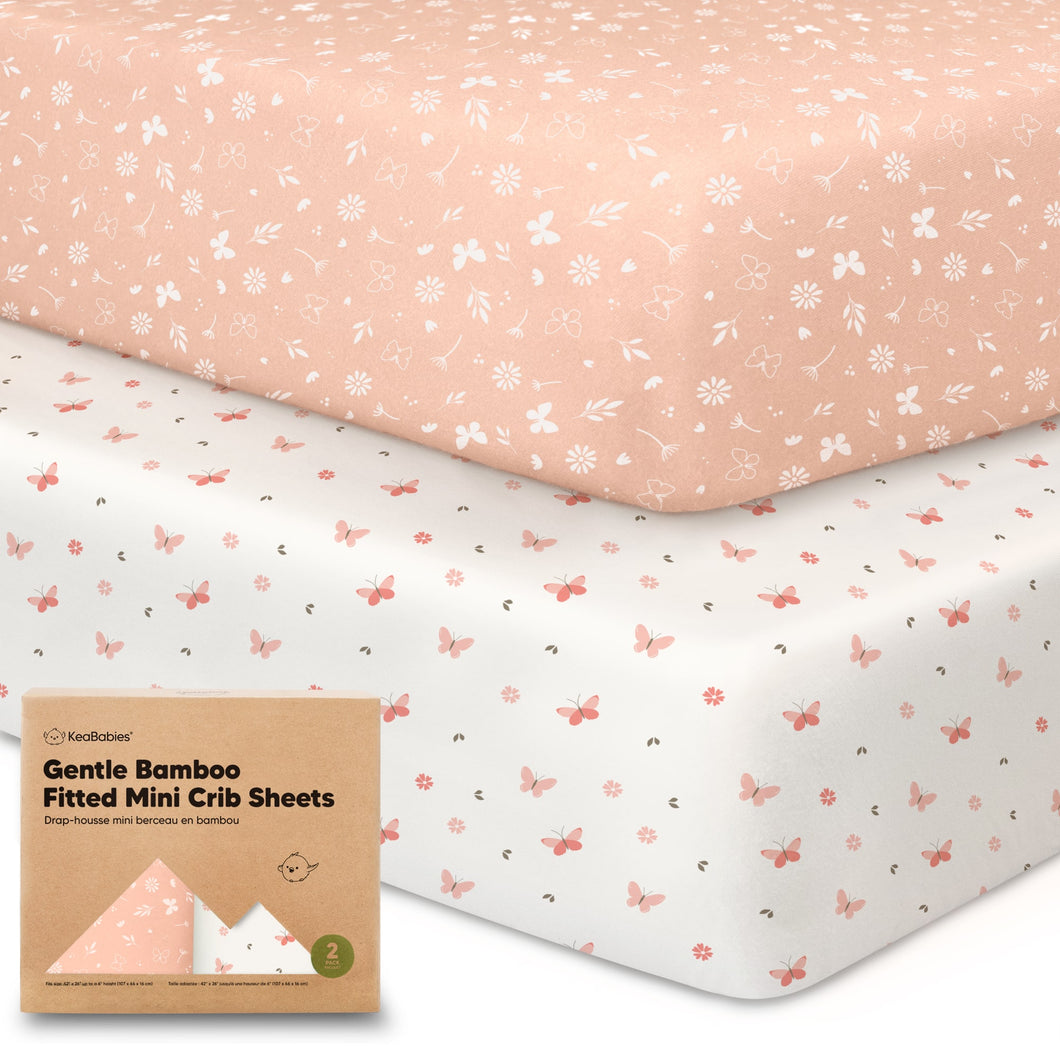 Isla Fitted Mini Crib Sheets (Butterflies)