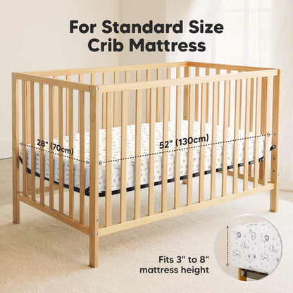 For Standard Size Crib Mattress, 52" by 28" or 130 cm by 70cm , Fits 3" to 8" mattress height 
 28097998487738