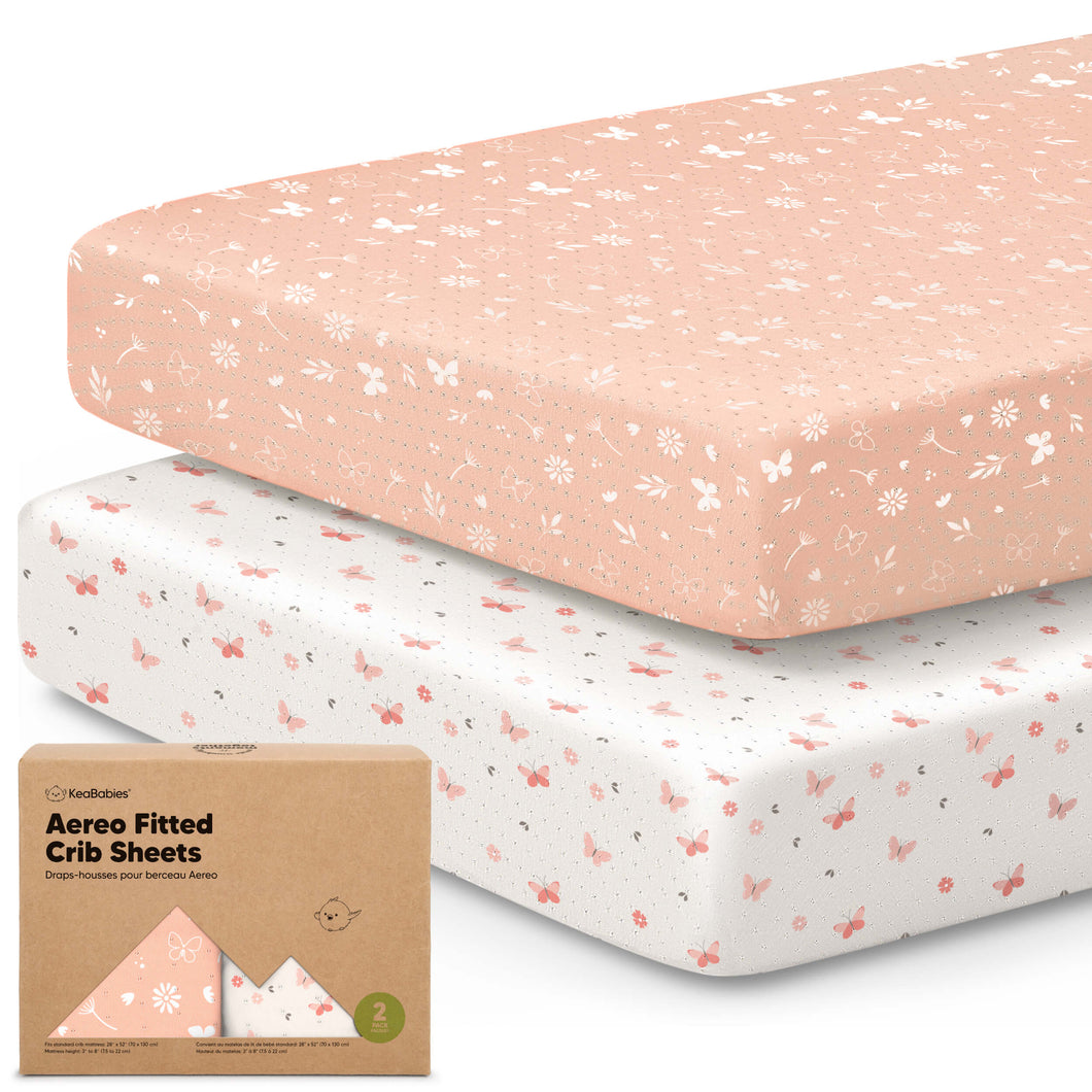2-Pack Aereo Fitted Crib Sheets (Butterflies)
