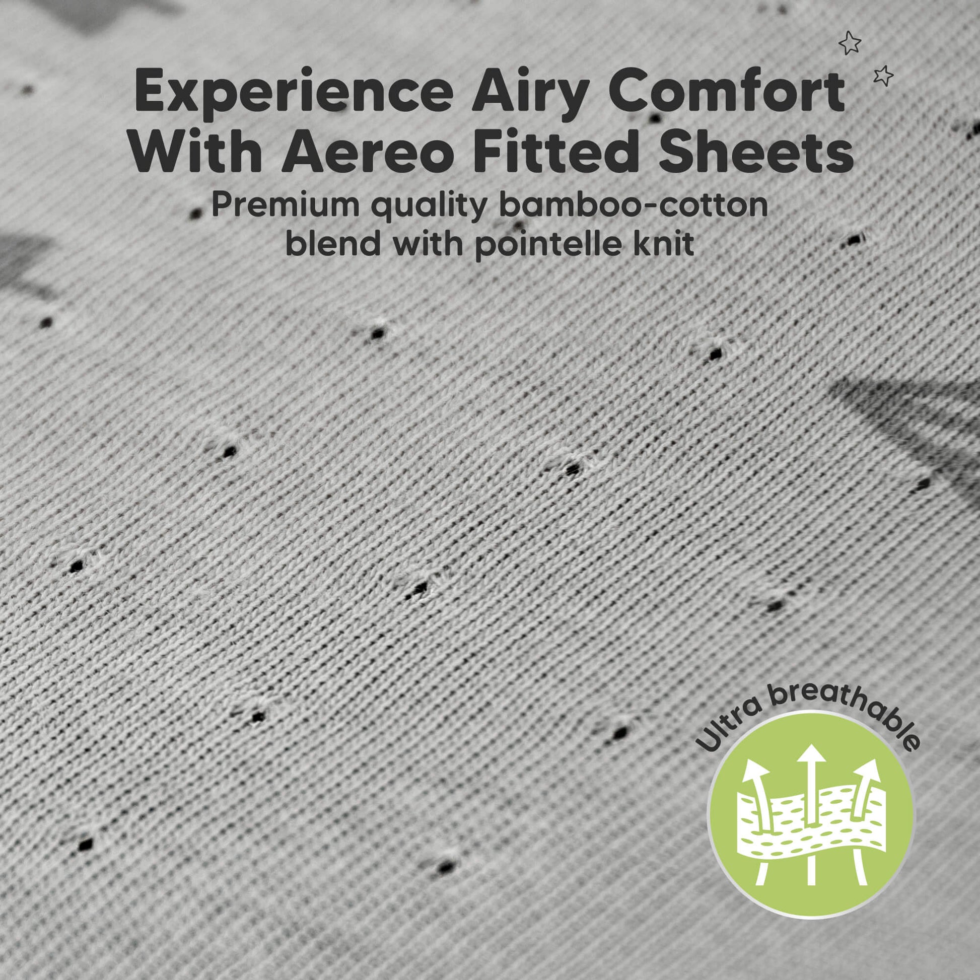 Experience airy comfort with Aereo fitted sheets made from breathable bamboo-cotton fabric for lightweight sleep
 29394784911546