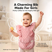 Load image into Gallery viewer, A charming bib made for girls with pretty frills.

