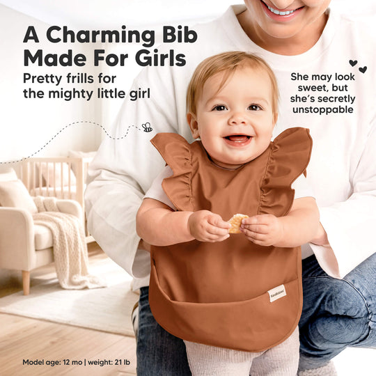 2-Pack Fae Frills Waterproof Bibs (Terracotta）