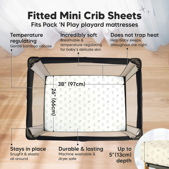 Isla Fitted Mini Crib Sheets (Bumble Bear)